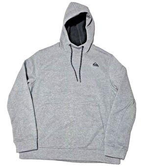 Quiksilver DryFlight Hoodie Men's Medium Gray Heather Fleece Lined Pullover Tech
